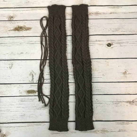 Sexy Dark Grey Thigh High Knitted Leg Warmers - Picture 4 of 6